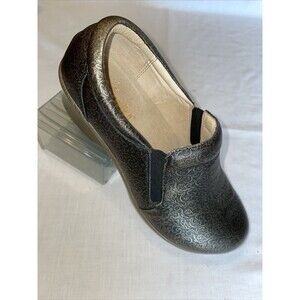 Alegria Wedge Work Shoes Women’s Size 39 U.S. 8 M Bronze Floral Slip On Comfort